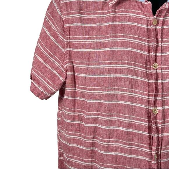 Ben Sherman Pink Striped Casual Button-Down Shirt Linen Blend Size Large - Picture 6 of 12